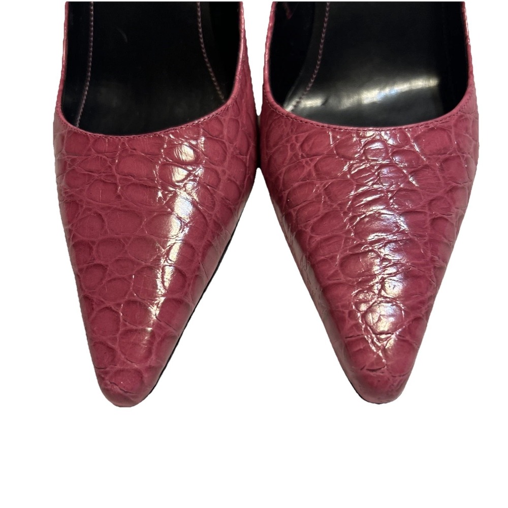 Gianni Bini Shoes Sz 8.5 Pink Leather Snake Women's Pointed Toe Heels - Picture 2 of 8